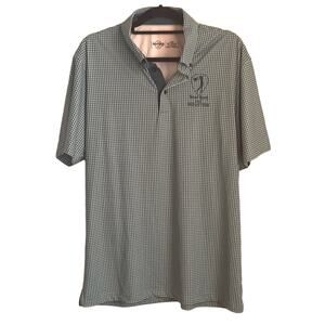 Hard Rock Golf Houston athletic quick dry sport gingham plaid polo shirt sz L